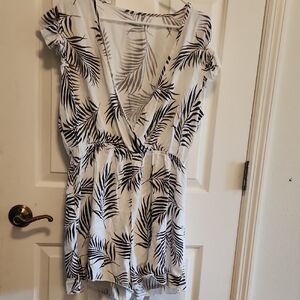 Tropical Leaf Print Romper